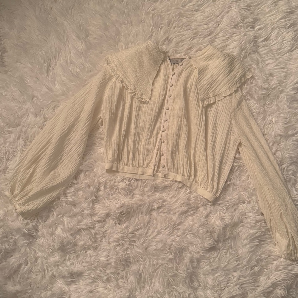 Parisian Elegant Cream Button-Up Women's Top